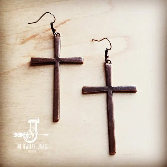 Copper Cross Earrings